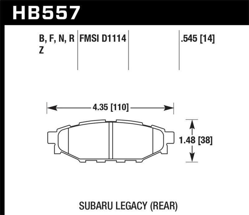 Hawk 2013-2014 Subaru BRZ Ltd (277mm Fr Disc/Solid Rr Disc) High Perf. Street 5.0 Rear Brake Pads - Order Your Parts - اطلب قطعك