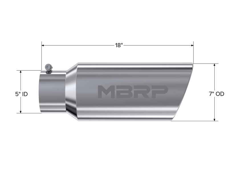 MBRP Universal Tip 7in O.D. Rolled End 5in inlet 18in length - T304 (SINGLE TIP) - Order Your Parts - اطلب قطعك