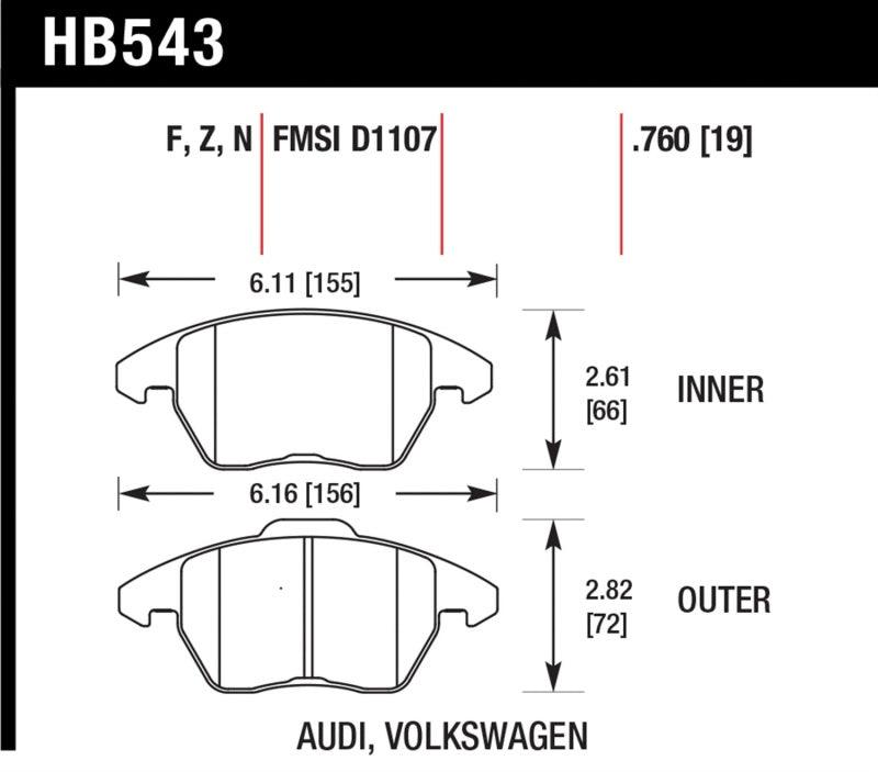 Hawk Audi A3 Quattro / VW EOS / Golf / Jetta / Passat / Rabbit HPS Front Brake Pads - Order Your Parts - اطلب قطعك