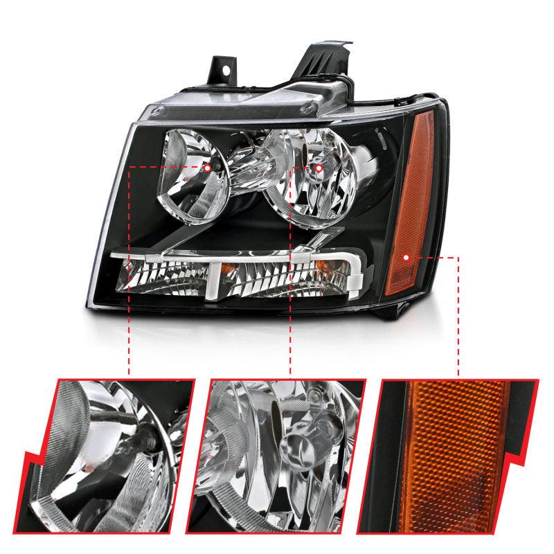 ANZO 2007-2014 Chevrolet Tahoe/Suburban Crystal Headlights Black - Order Your Parts - اطلب قطعك
