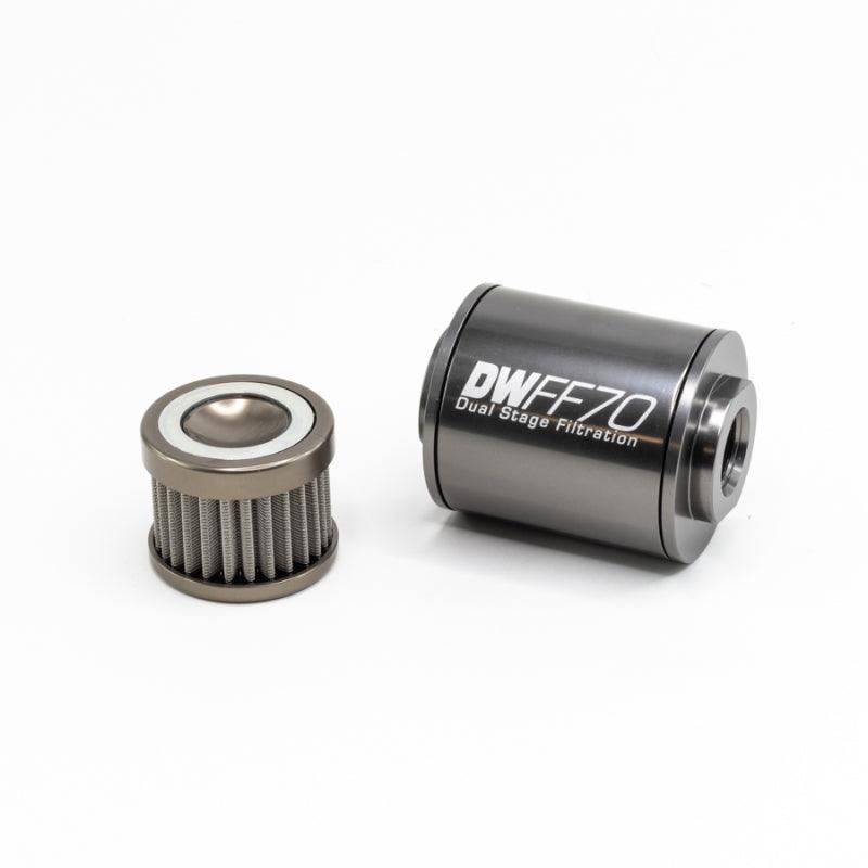 DeatschWerks Stainless Steel 8AN 100 Micron Universal Inline Fuel Filter Housing Kit (70mm) - Order Your Parts - اطلب قطعك