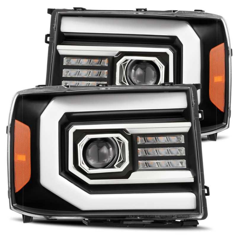 AlphaRex 07-13 GMC 1500HD PRO-Series Proj Headlights Plank Style Matte Blk w/Activ Light/Seq Signal - Order Your Parts - اطلب قطعك
