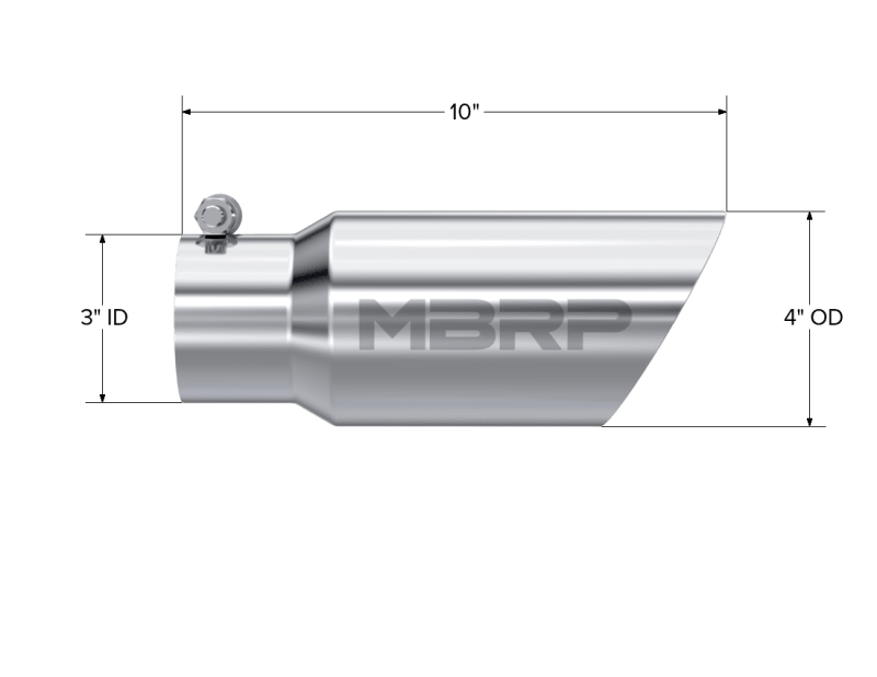 MBRP Universal Tip 4in OD 3in Inlet 10in Length Dual Wall Angled End T304 - Order Your Parts - اطلب قطعك