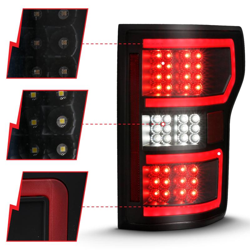 ANZO 18-19 Ford F-150 LED Taillight Black Housing Clear Lens Red Light Bar W/Sequential - Order Your Parts - اطلب قطعك