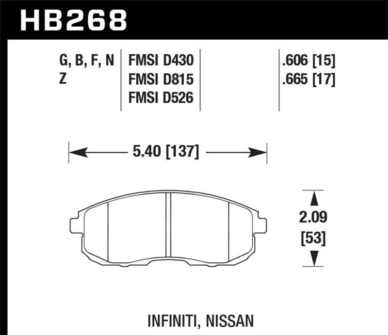 Hawk 03-04 G35/03-05 G35X/ 02-05 350z w/o Brembo HP+ Street Front Brake Pads - Order Your Parts - اطلب قطعك