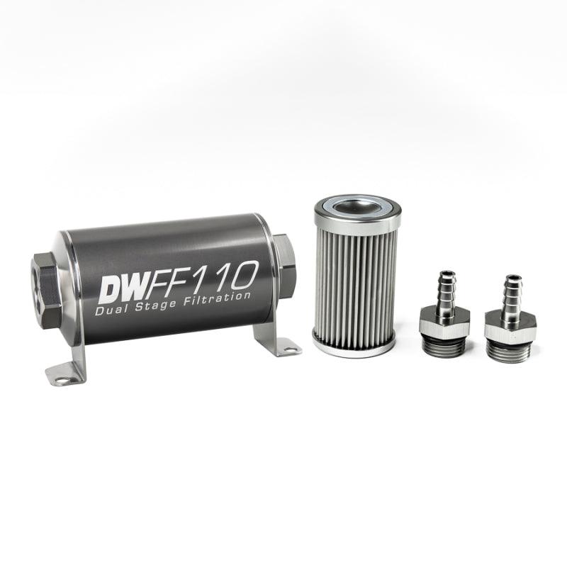 DeatschWerks Stainless Steel 5/16in 10 Micron Universal Inline Fuel Filter Housing Kit (110mm) - Order Your Parts - اطلب قطعك