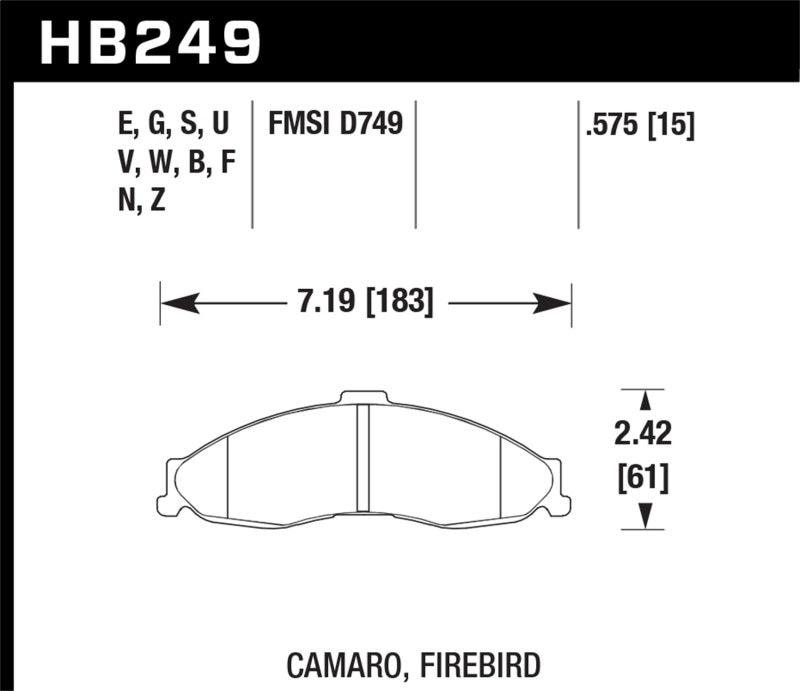Hawk 1998-2002 Chevrolet Camaro SS 5.7 HPS 5.0 Front Brake Pads - Order Your Parts - اطلب قطعك